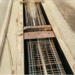 30&quot sq. Sure-Lock Splice - Male & Female parts in casting bed, splice anchor rebar screwed into plates inside spiral.